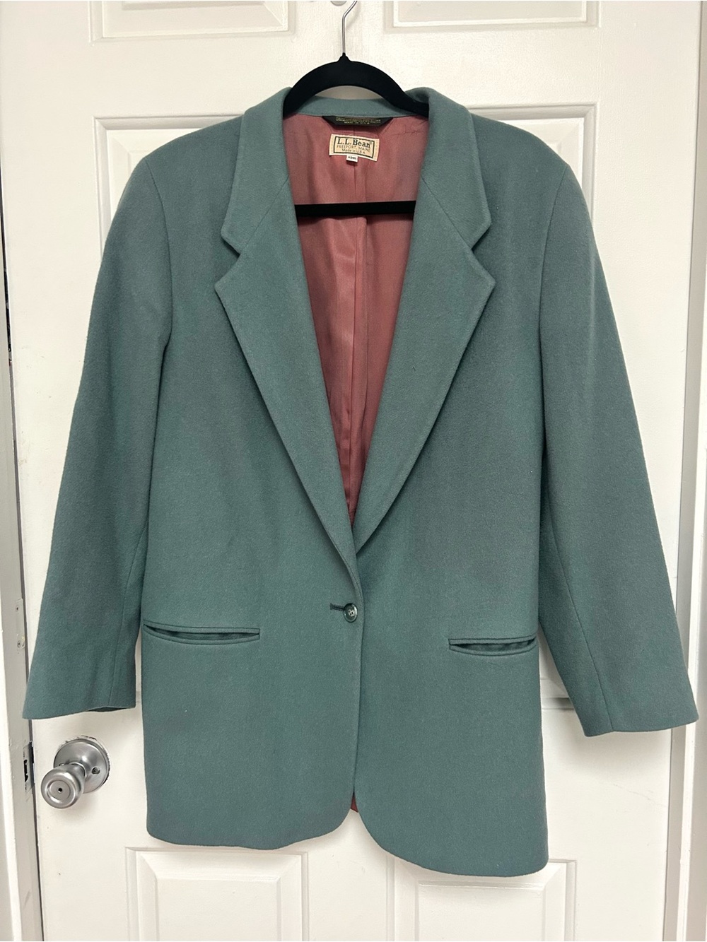 Women's LL Bean Made in USA Vintage Wool and Cashmere Teal Blazer Size 12R